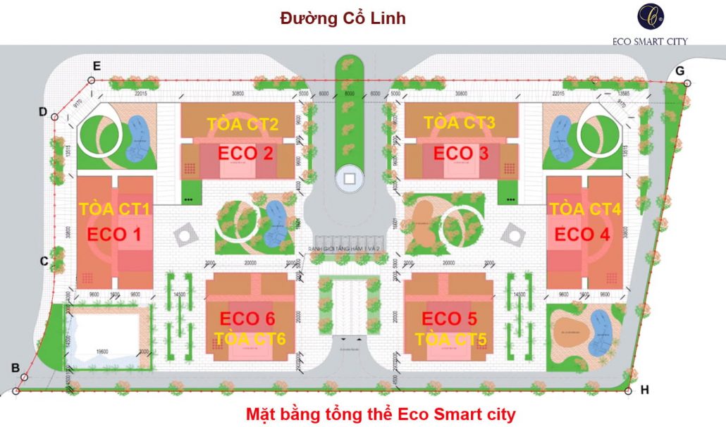 Mặt bằng dự án Eco Smart City Cổ Linh